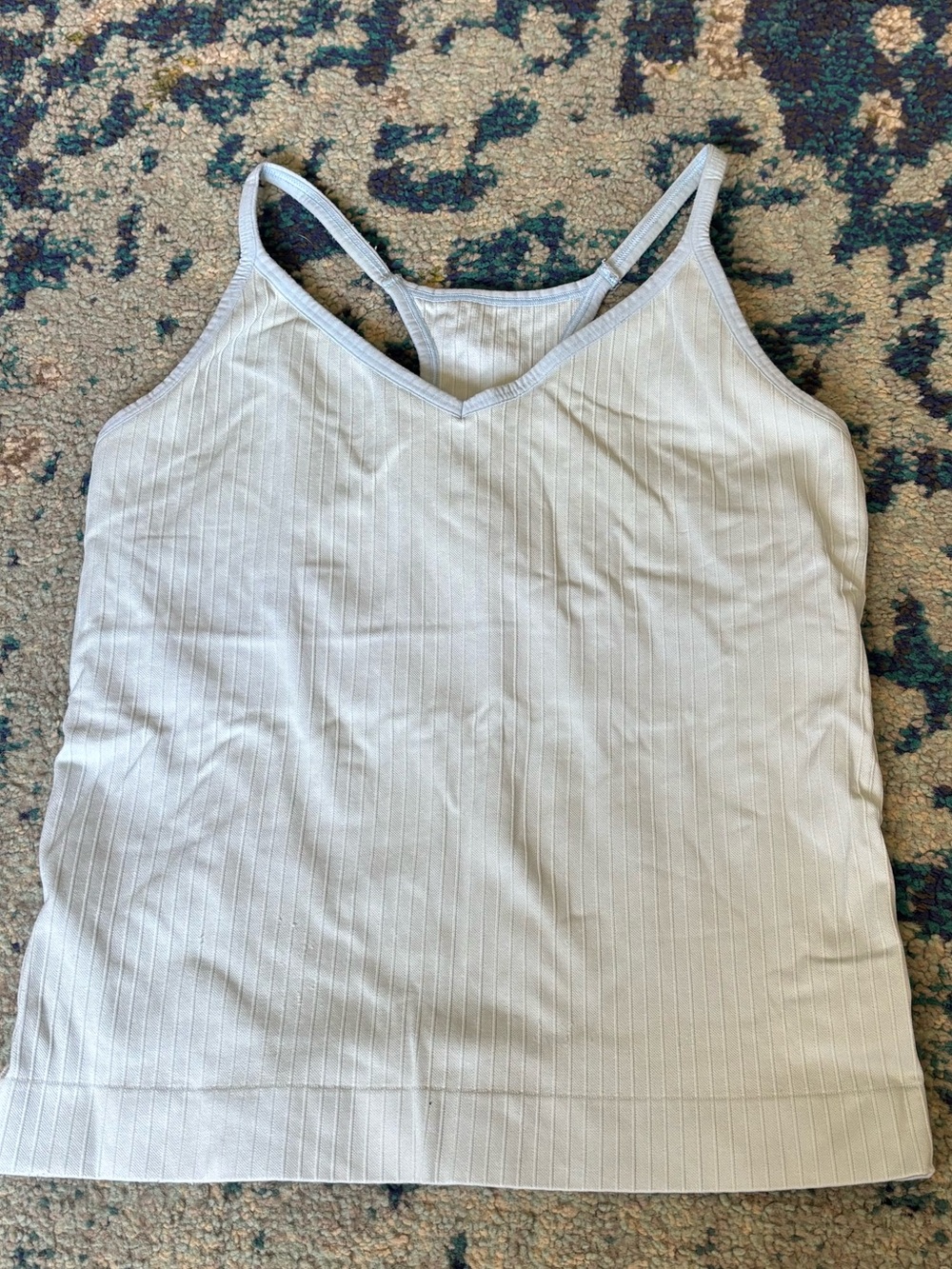 Light Blue Ribbed V-Neck Cami Tank